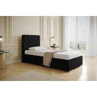 POLSTERBETT Ray 90 x 200 cm mit Bettkasten und Lattenrost Taschenfederkernmatratze mit Kokos 20cm- schwarz - Schwarz, Holz (90/200cm) - Homesy