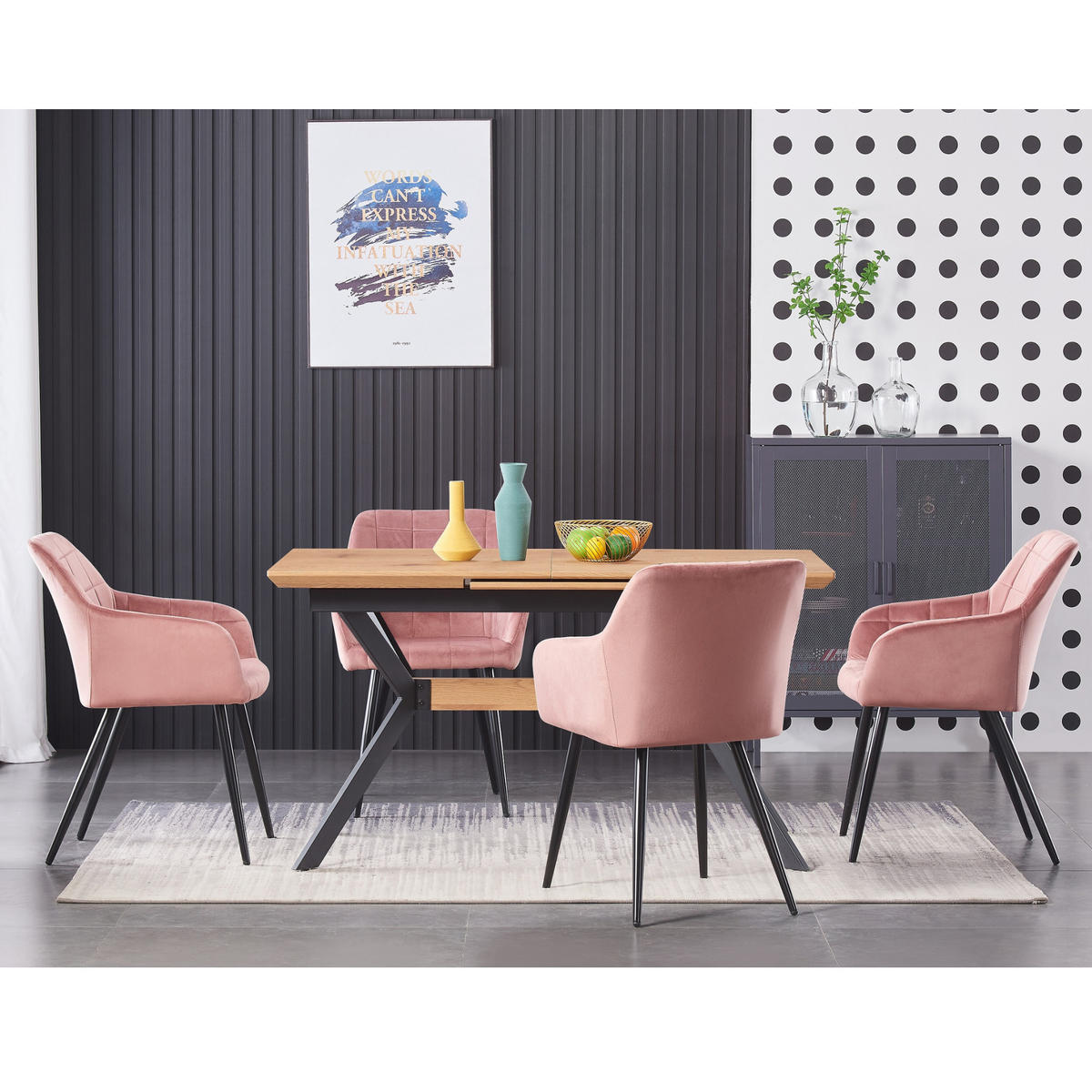ESSZIMMERSTUHL Samt 6-teilig Rosa - Pink, Metall (55/82/59cm) - Life Interiors