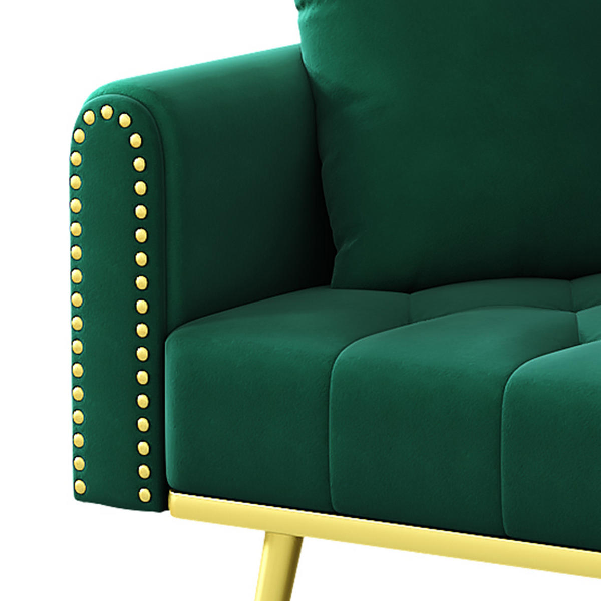 SCHLAFSOFA mit Liegefunktion 175 x 80 cm Samt Grün mit 2 Kissen - Grün, Holzwerkstoff (175/73.5/80cm) - Meubliv