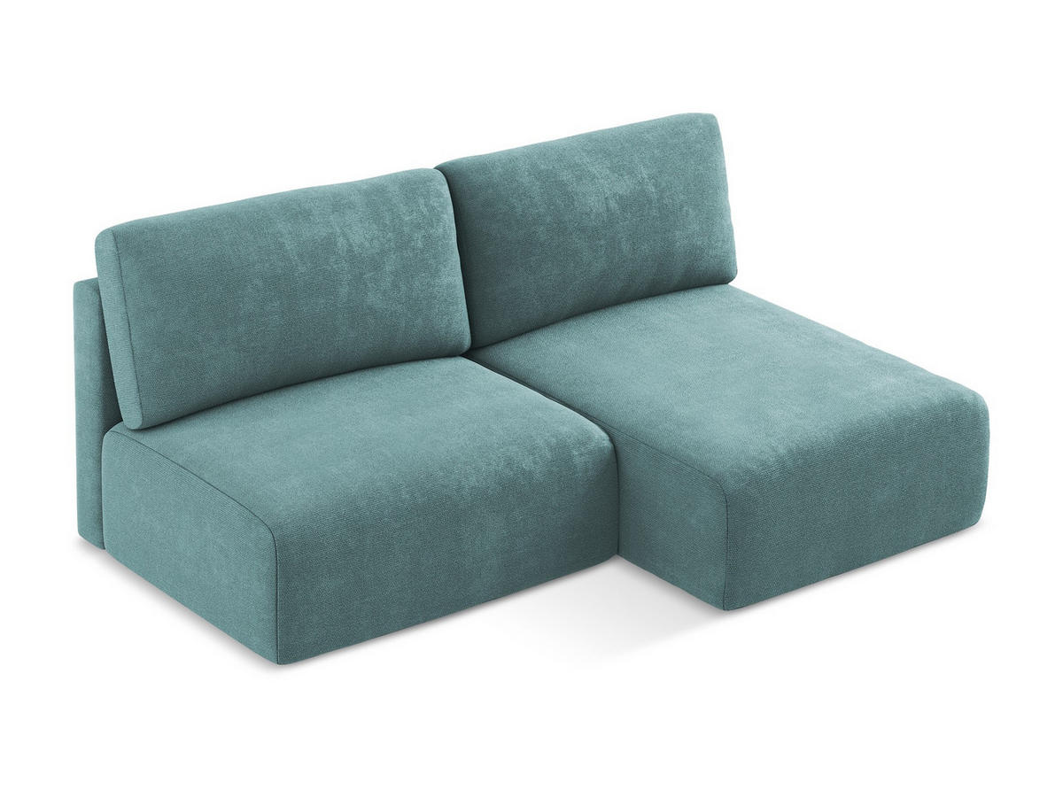ECKSOFA mit Schlaffunktion rechts Chenille Stoff Blau - Blau/Beige, Kunststoff/Textil (210/149cm) - Makamii