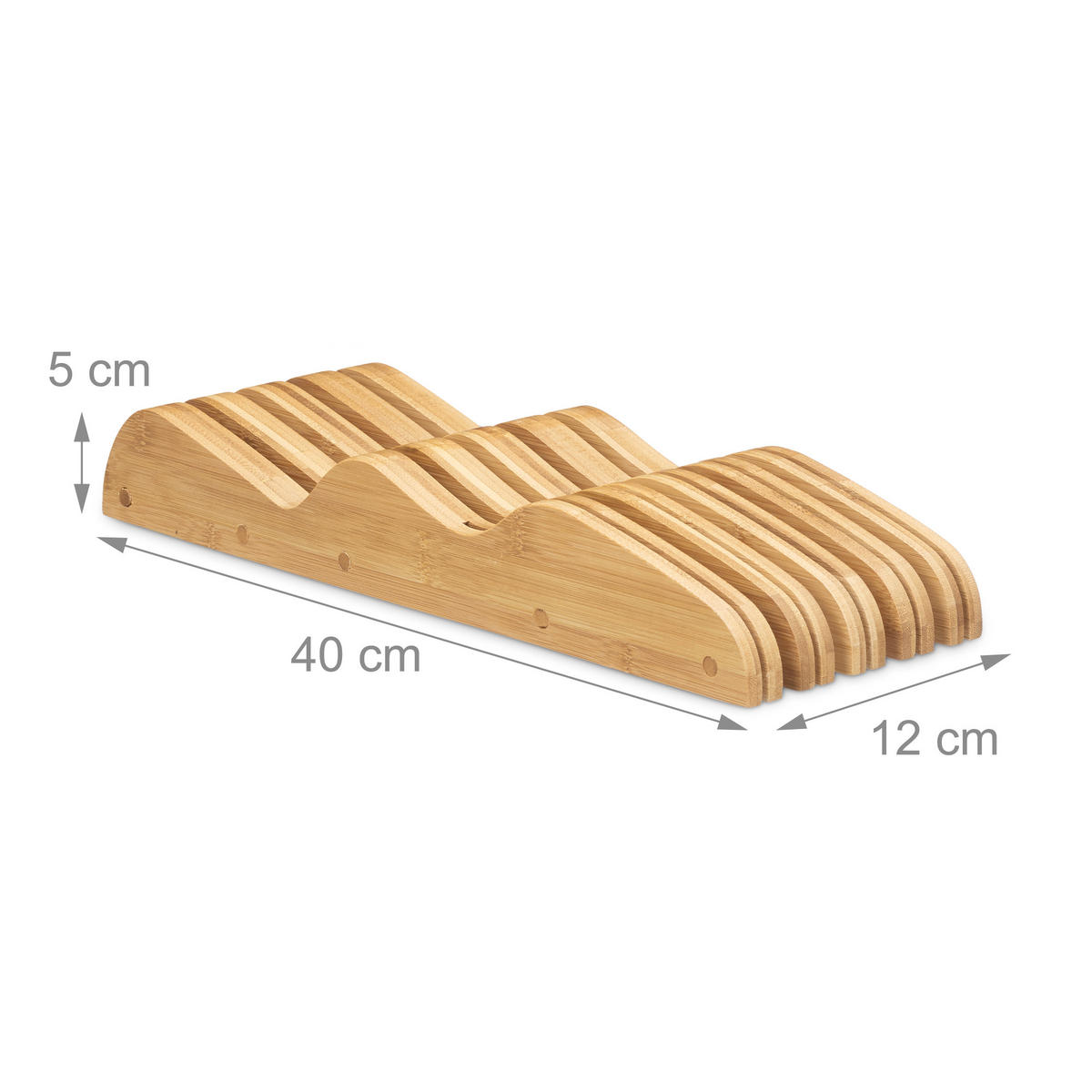 MESSERBLOCK - Hellbraun, Holz (12/5/40cm) - Relaxdays