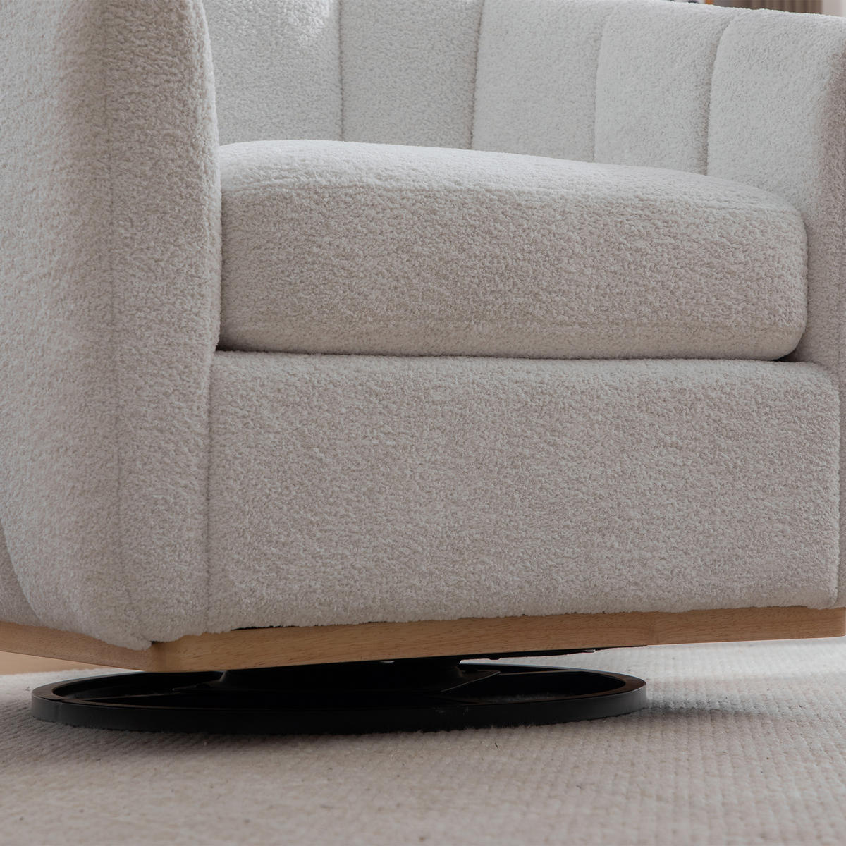 SESSEL 360° drehbar mit Chenille-Bezug, DE-42366, Elfenbein - Creme, Metall (73/75.5/81cm) - ComfortXL