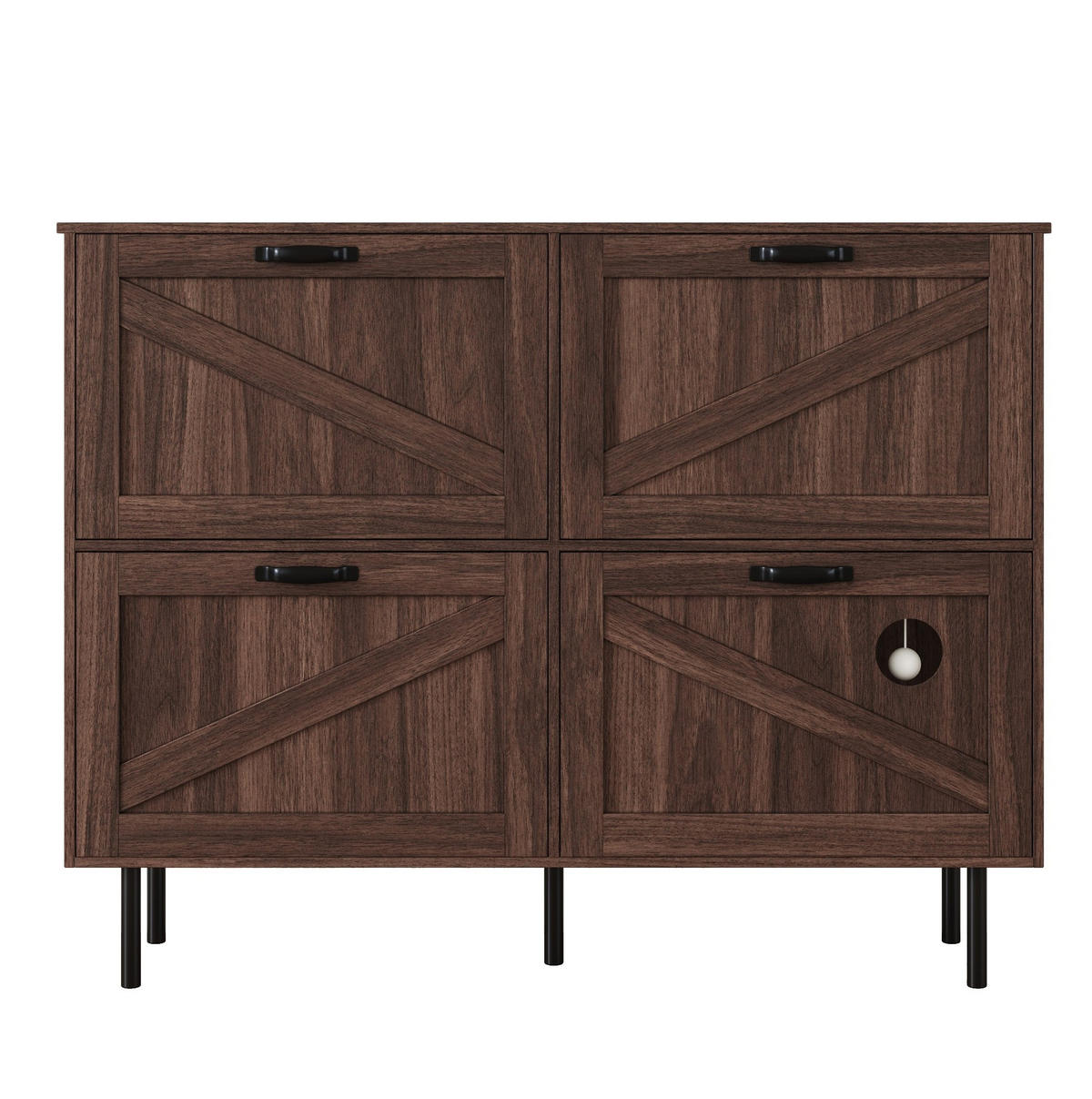 SCHUHSCHRANK 120/28/92 cm mit 4 Türen, 3 Klappen und integriertem Katzenspielzeug, Natur-Walnuss - Naturfarben, Holzwerkstoff (120/92/28cm) - Redom