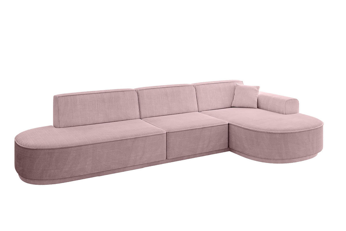 ECKSOFA Ottomane Rechts MARI-L2 - 317x163x73,5 cm Rosa Cord - Schwarz/Rosa, Holzwerkstoff/Kunststoff (317/163cm) - ALTDECOR