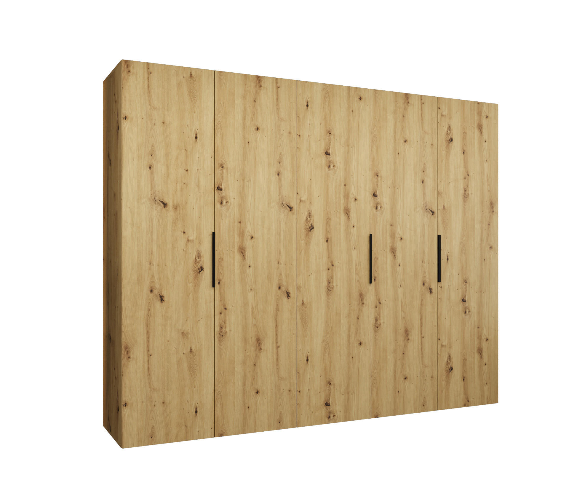 Möbel Kryspol Drehtürenschrank Eiche Artisan, Schwarz 250x202x52 cm