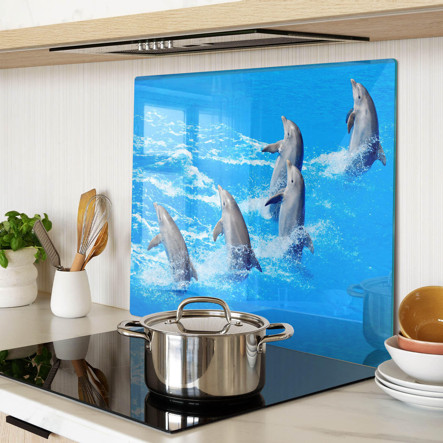 GLASPLATTE 60x52 cm Delfine - Hellblau, Glas (60/52cm) - TULUP