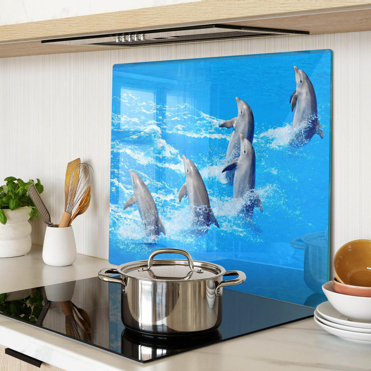 GLASPLATTE 60x52 cm Delfine - Hellblau, Glas (60/52cm) - TULUP