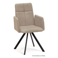 ARMLEHNSTUHL drehbar (4er-Set) Desha 52x92x60 Schwarz/Natur - Schwarz/Naturfarben, Kunststoff (60/92/52cm) - 58aufmkessel