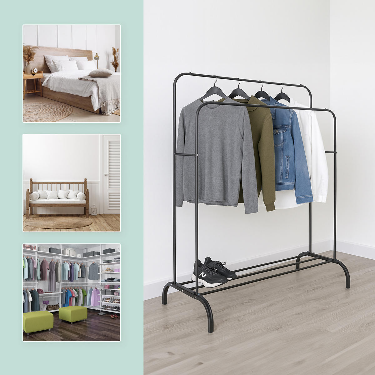 KLEIDERSTÄNDER - Weiß, Kunststoff/Metall (110/148/55cm) - Relaxdays