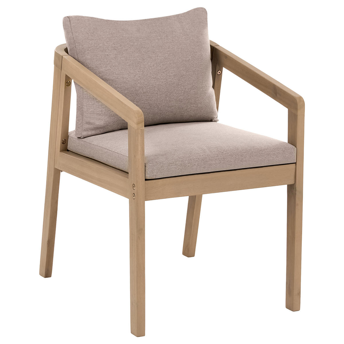 STUHL 2er-Set und Sitzkissen zertifiziertes Akazienholz Hellbraun Toscanella - Hellbraun/Beige, Holz (53/83/67cm) - Beliani