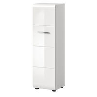 BADOMMODE weiß Hochglanz 30 x 106 cm, Badezimmer Schrank hängend oder stehend - Weiß Hochglanz/Silberfarben, Holzwerkstoff/Kunststoff (30/106/30cm) - Inn.Furn
