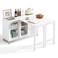 SIDEBOARD 116/40/78,5 cm in Weiß mit Ausziehtisch und Glasschiebetüren - Weiß, Holzwerkstoff (116/78/40cm) - Flora Grace