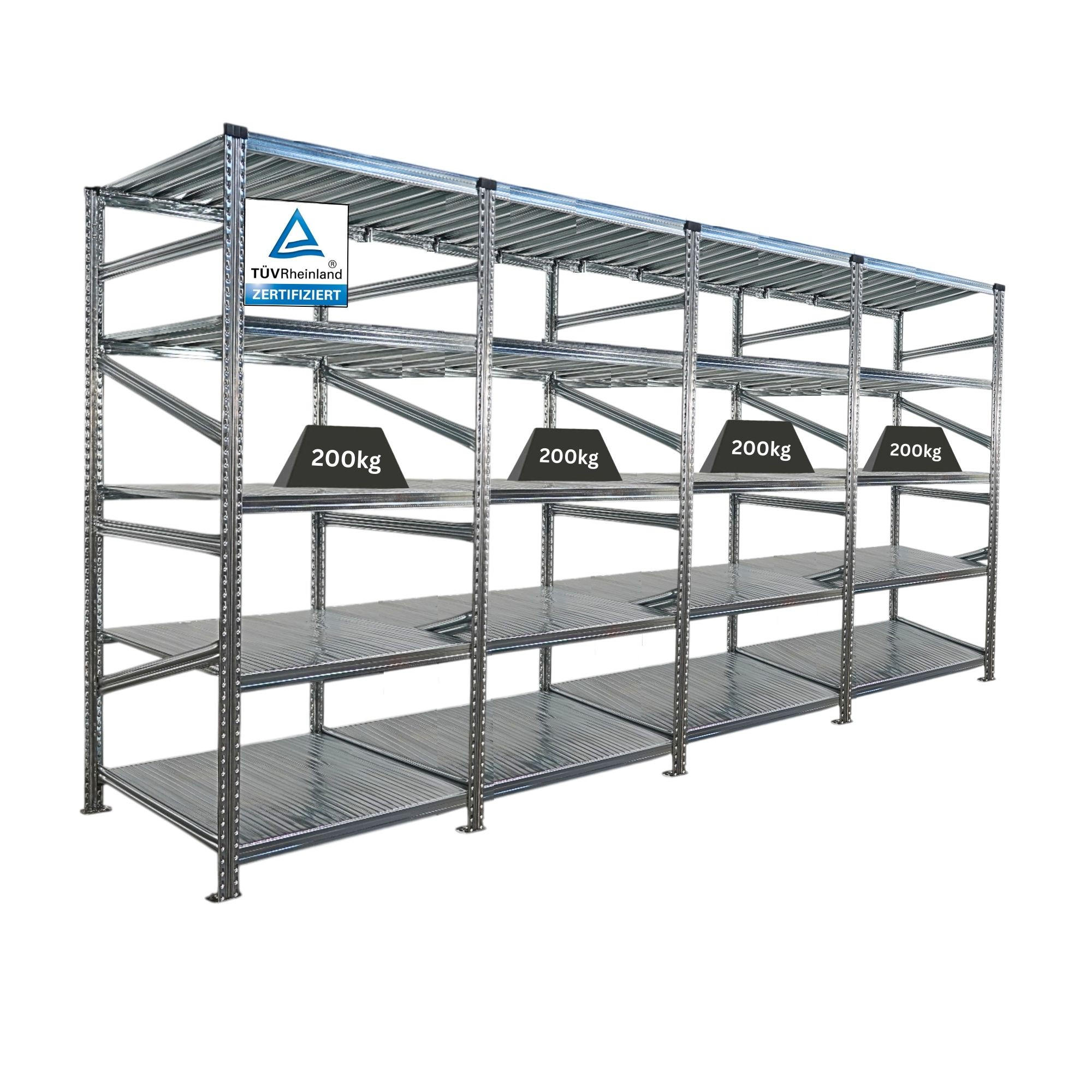 Proregal Fachbodenregal Silber 360x200x80 cm