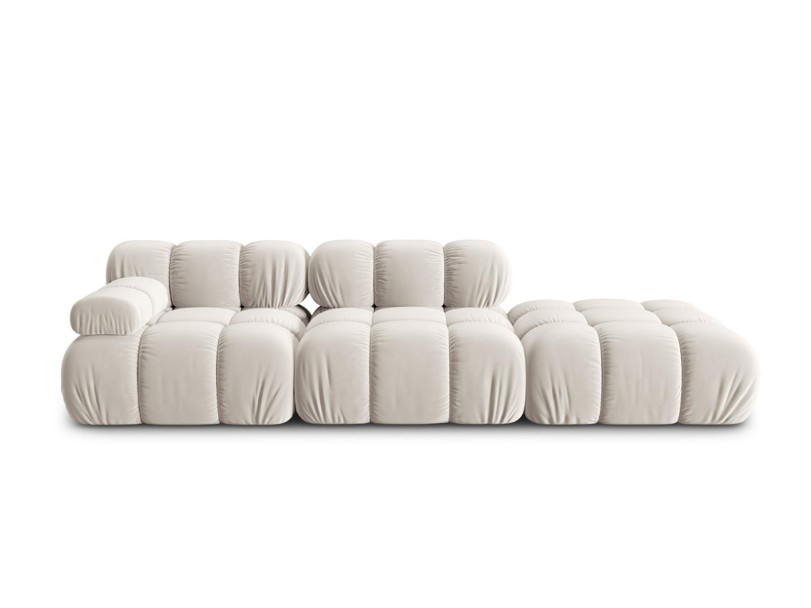 MODULARES-SOFA rechts Bellis aus Samt leichtes beige 4 Sitzplätze - Creme, Textil (94/63/282cm) - Micadoni