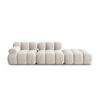 MODULARES-SOFA rechts Bellis aus Samt leichtes beige 4 Sitzplätze - Creme, Textil (94/63/282cm) - Micadoni