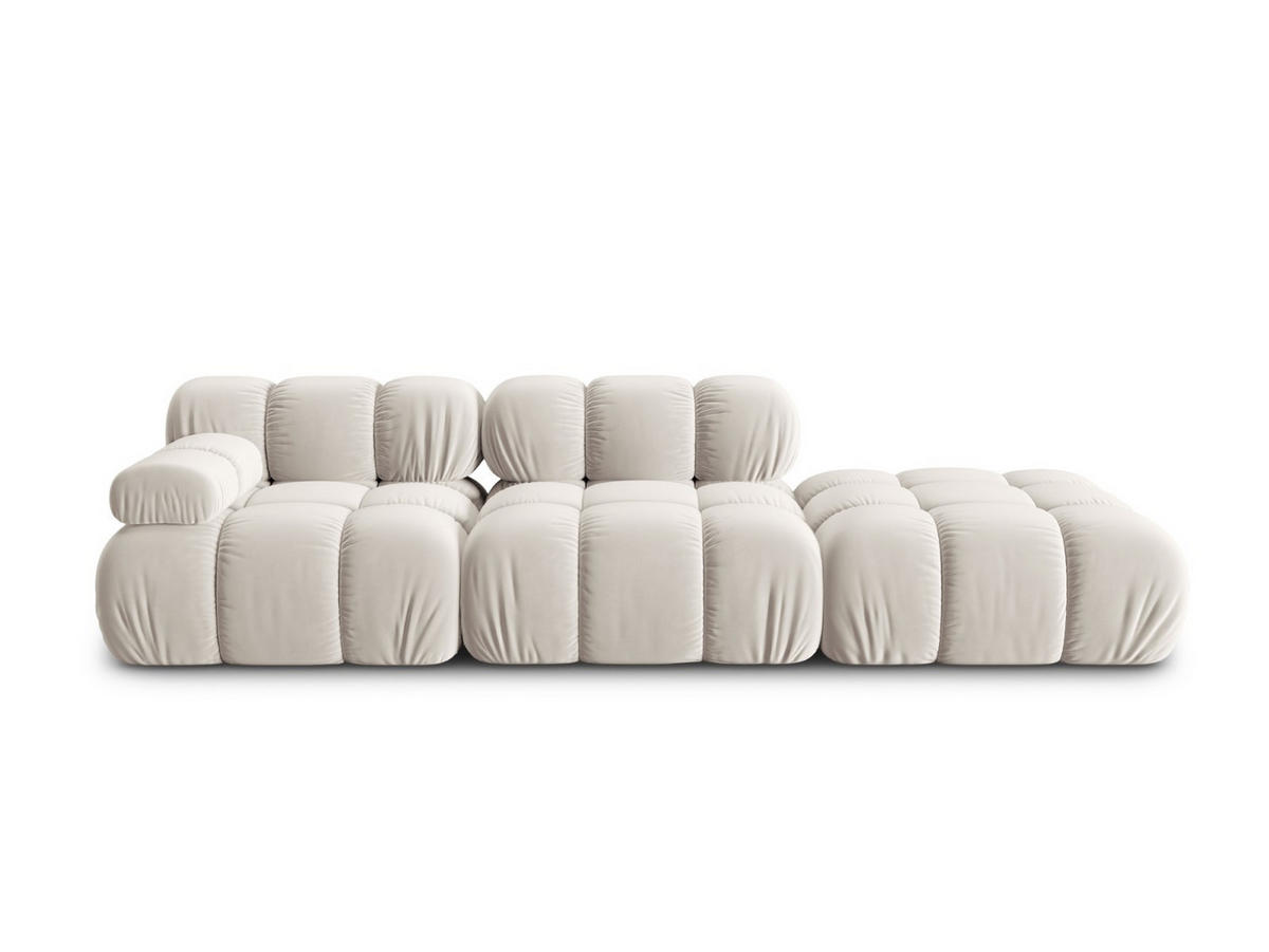 MODULARES-SOFA rechts Bellis aus Samt leichtes beige 4 Sitzplätze - Creme, Textil (94/63/282cm) - Micadoni