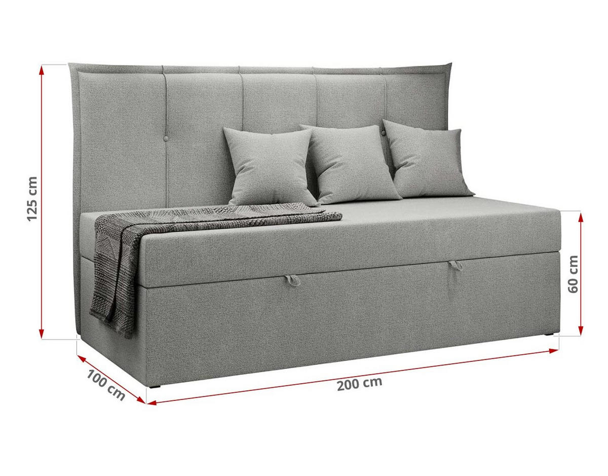 BOXBETT BANCO 90/200 Hellgrau Struktur - H3 - Hellgrau, Holz/Textil (90/200cm) - MKS