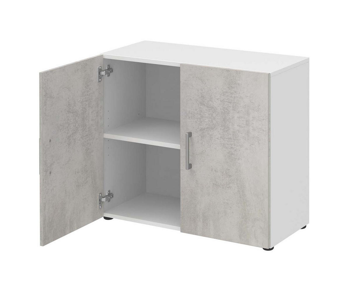 AKTENSCHRANK - 2 Fächer - Weiß/Beton - Grau, Holzwerkstoff (80/72/34.4cm) - Röhr