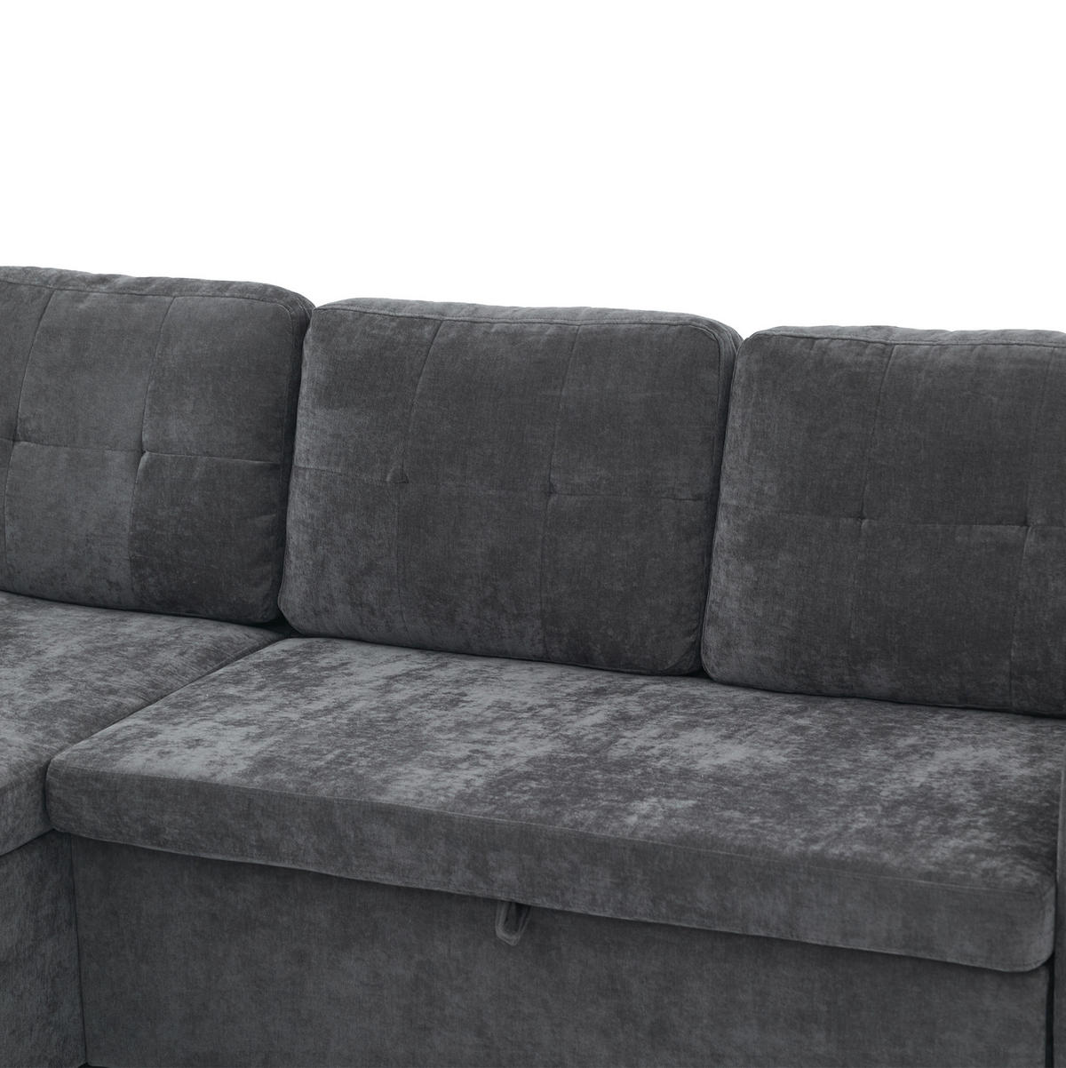 ECKSOFA 202/136/85 cm grau aus Chenille mit Stauraum - Grau, Textil (136/202cm) - OKWISH