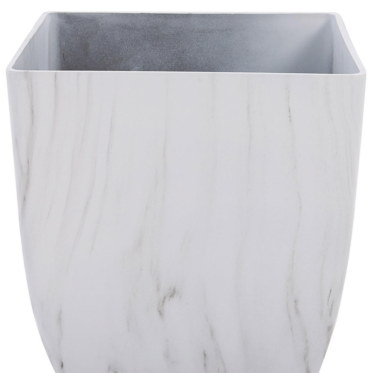 BLUMENTOPF weiß Marmor Optik quadratisch 35/35/42 cm Miro - Weiß, Stein (42cm) - Beliani