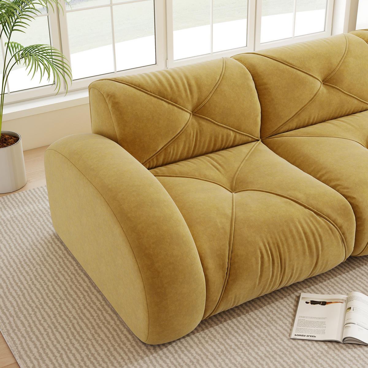 SOFA modulares Ecksofa Chenille Yellow - Gelb, Kunststoff (171/358cm) - Meubliv