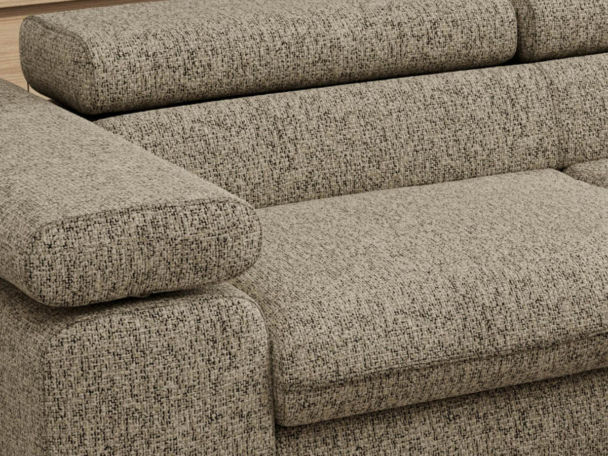 ECKSOFA PABLO L Dunkelbeige Struktur - Rechts Seite mit Visco Topper - Greige/Schwarz, Textil/Metall (273/208cm) - MKS