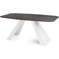 ESSTISCH Monte Weiß rechteckig ausziehbar, Marmor Schwarz 160-200/80/76 cm - Anthrazit/Weiß, Holzwerkstoff/Metall (160/80/76cm) - WFL GROUP