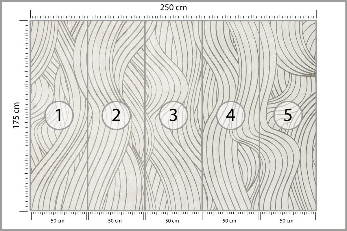 FOTOTAPETE für Schlafzimmer Abstraktion Wellenmuster 250x175 - Beige/Grau, Papier (250/175cm) - Muralo