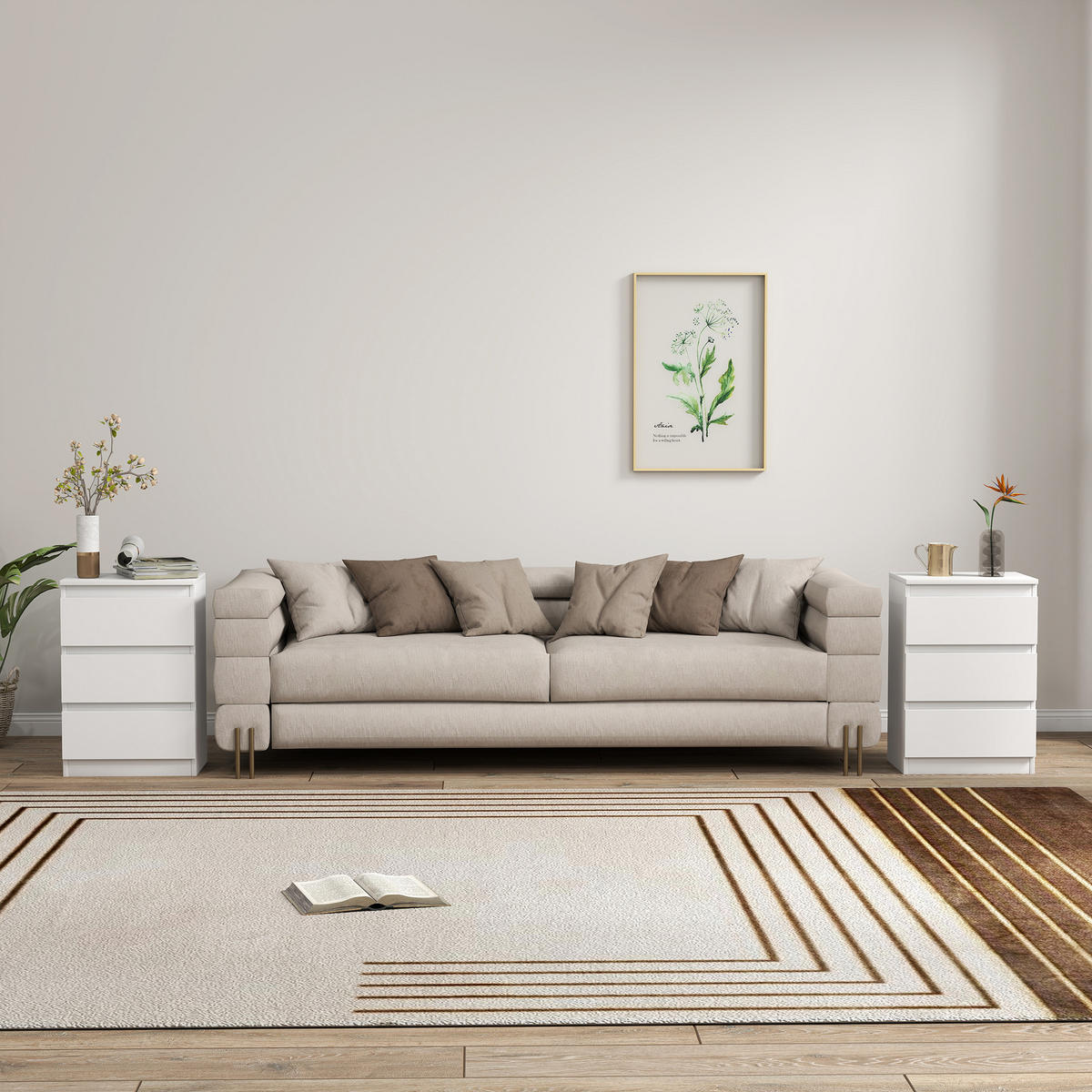 NACHTTISCH 2er-Set Weiß 30.0/40.0/59.5 cm - Weiß, Holzwerkstoff (40/59.5/30cm)