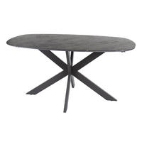 ESSTISCH ONYX CROCE PICCOLO Kompakter Dänisch-Ovaler Tisch in Graphit-Steinoptik 150 cm - Schwarz, Holz (150/90/76cm) - alesvelt