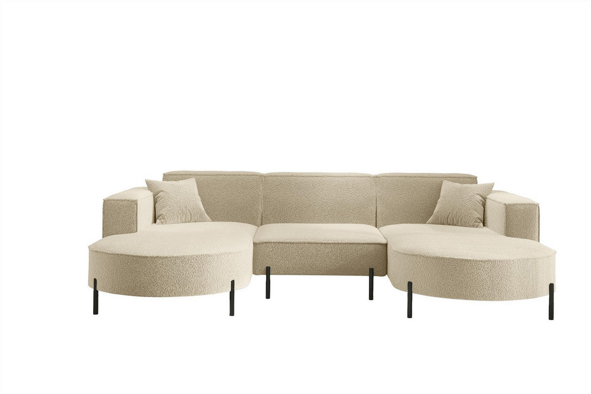WOHNLANDSCHAFT Valencia - Beige, Holzwerkstoff/Textil (299/80/165cm) - Fun Möbel