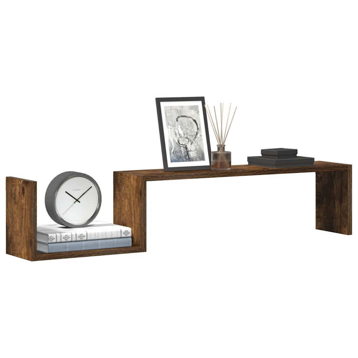 WANDREGALSET 2-teilig 100/15/20 cm aus Holzwerkstoff Räuchereiche Dekor - Dunkelbraun, Holz (100/20/15cm) - vidaXL