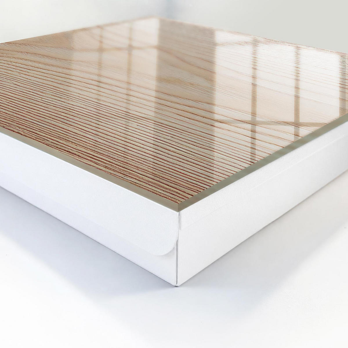 SCHLÜSSELBOX Weiß 30x30 cm – Türöffnung nach rechts - Holzstruktur - Beige, Metall (30/30/5cm) - TULUP