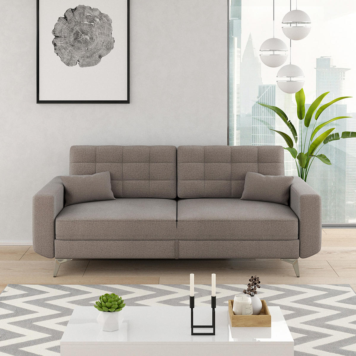 SOFA York Braun 230 cm - Braun, Holz (230/96/105cm) - VitaliSpa