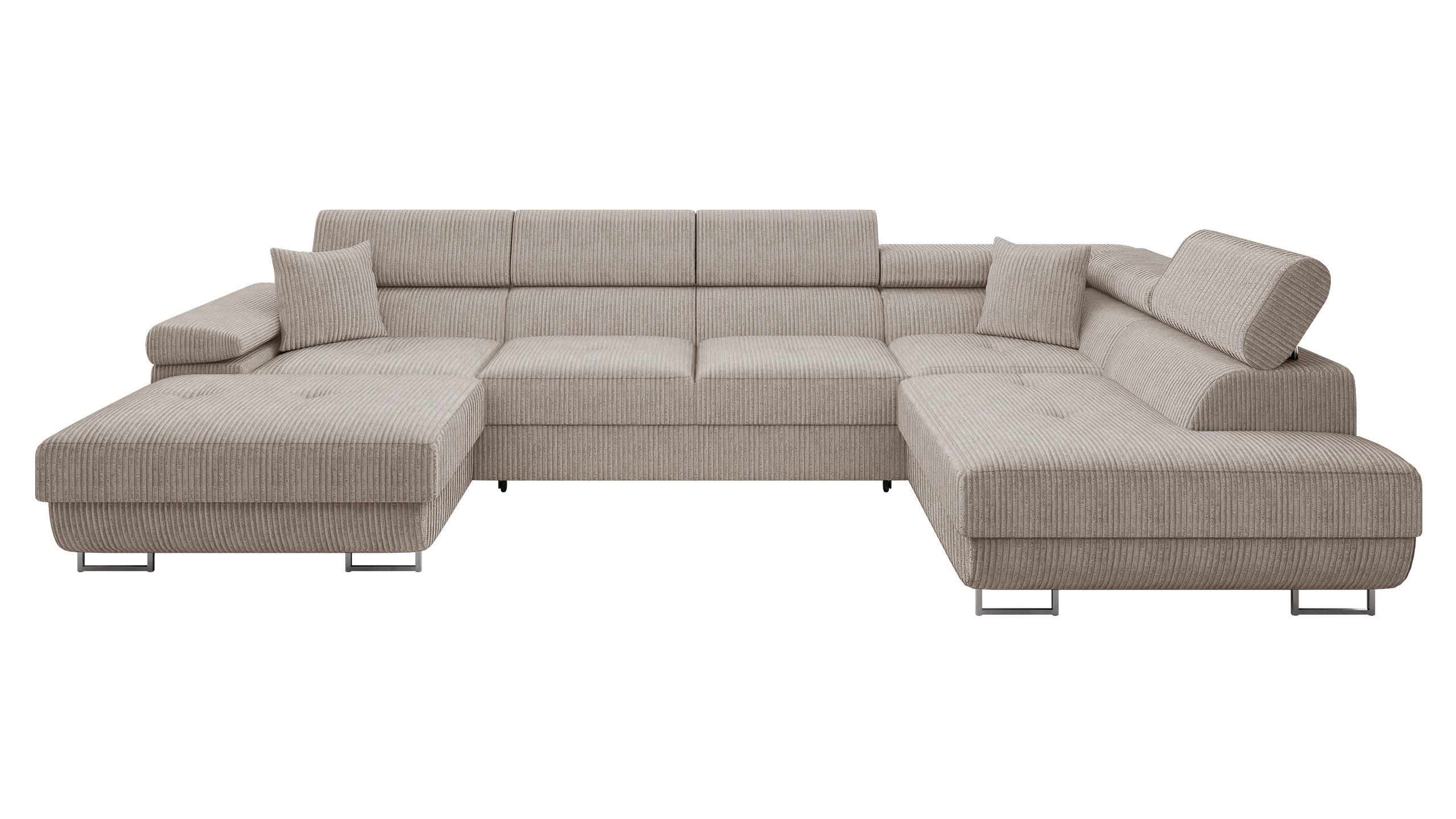WOHNLANDSCHAFT Torezio Bis Cord, Seite: Rechts - Sahara, Holz/Textil (346/90/203cm) - MIRJAN24