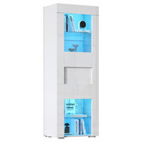 VITRINE mit LED 60 x 40 x 170 cm Hochglanz Weiß - Weiß, Glas (40/170/60cm) - Beauniv