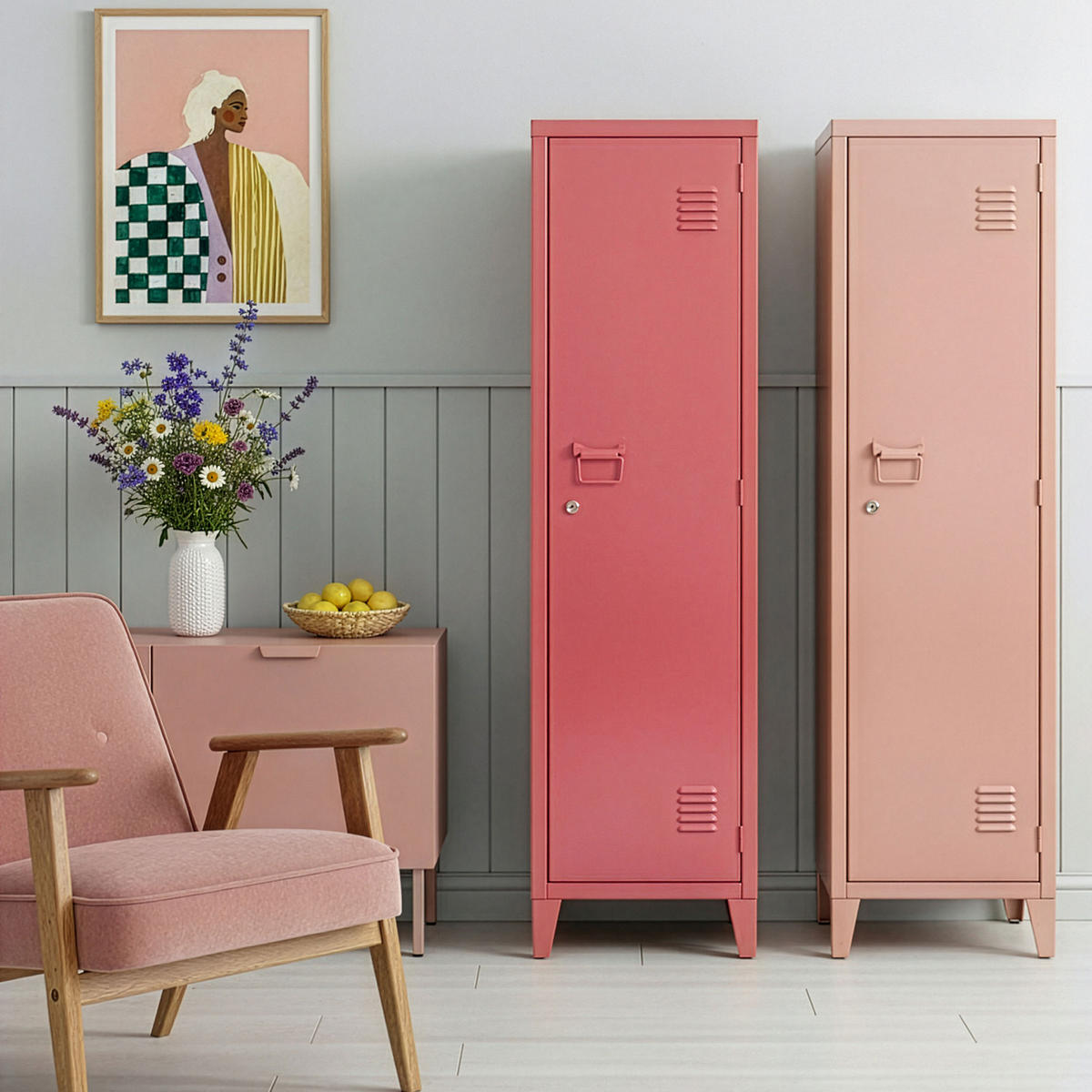 EINZELSPIND Kurikka - Dunkelrosa, Metall (38/137/38cm) - [en.casa]