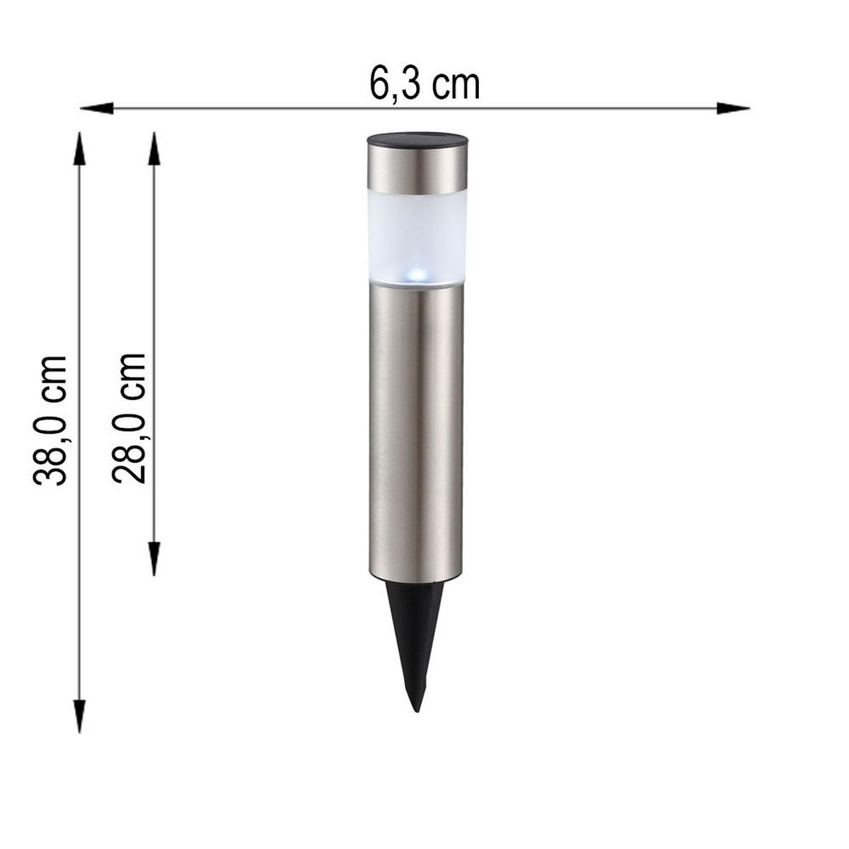 LED AUSSENLEUCHTE Edelstahl Silber 4er Set - Silberfarben, Metall (6.3/6.3/28cm) - Globo Lighting