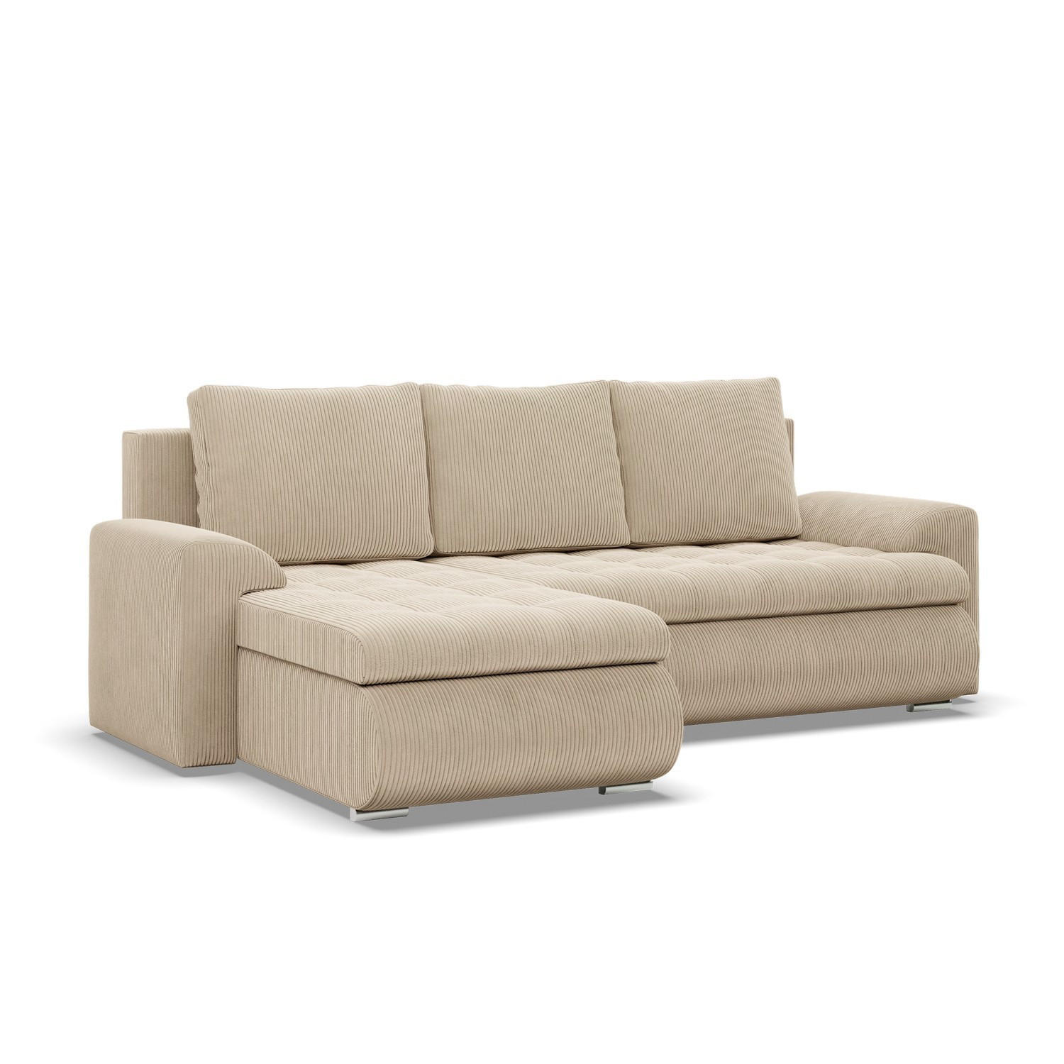ECKSOFA LINKS MIT SCHLAFFUNKTION FORESTA, Cord - Beige - Beige, Textil (230/159cm) - Mebligo