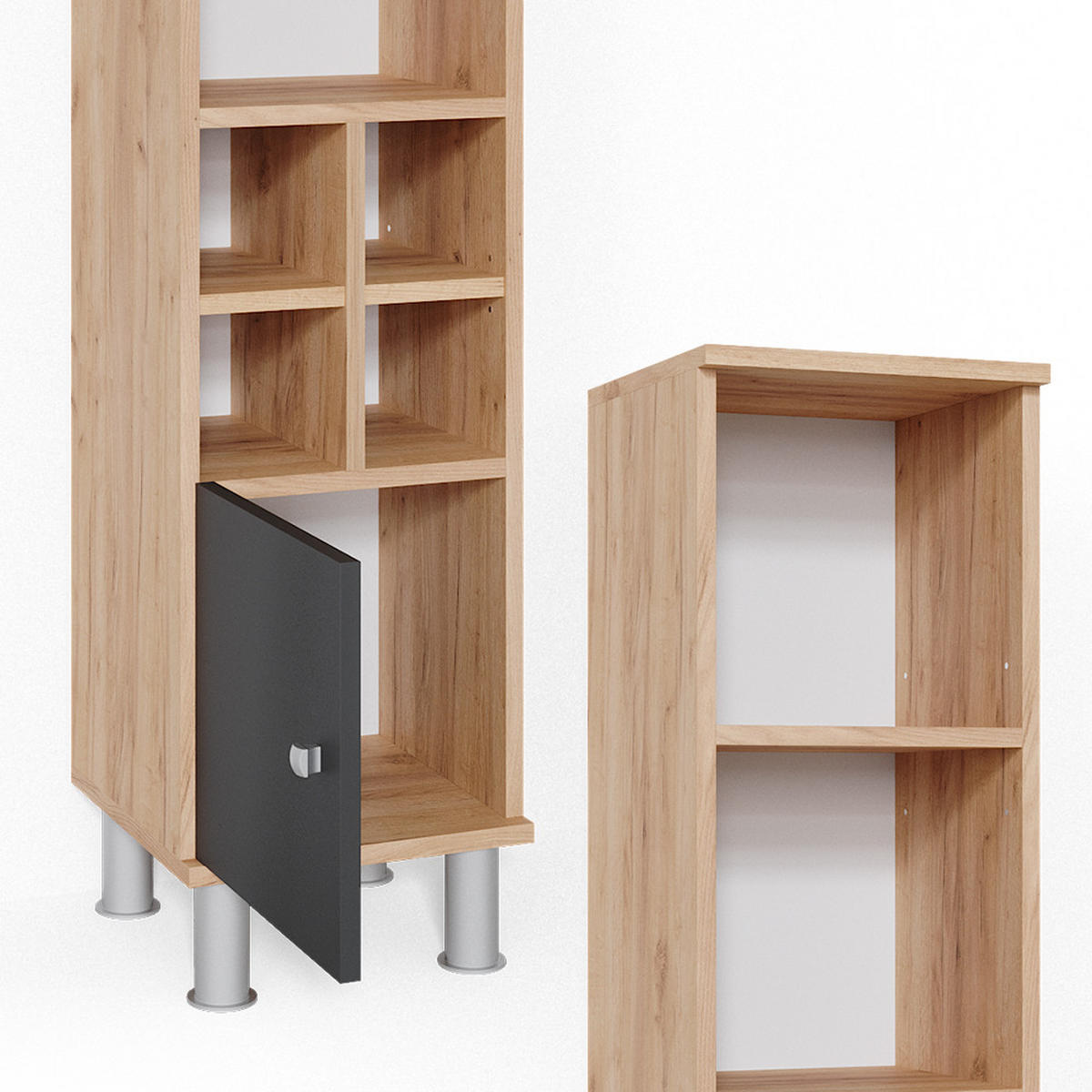 MIDISCHRANK Fynn Anthrazit 30 x 130.6 cm kleine Tür - Anthrazit, Holzwerkstoff (30/130.6/30cm) - Vicco