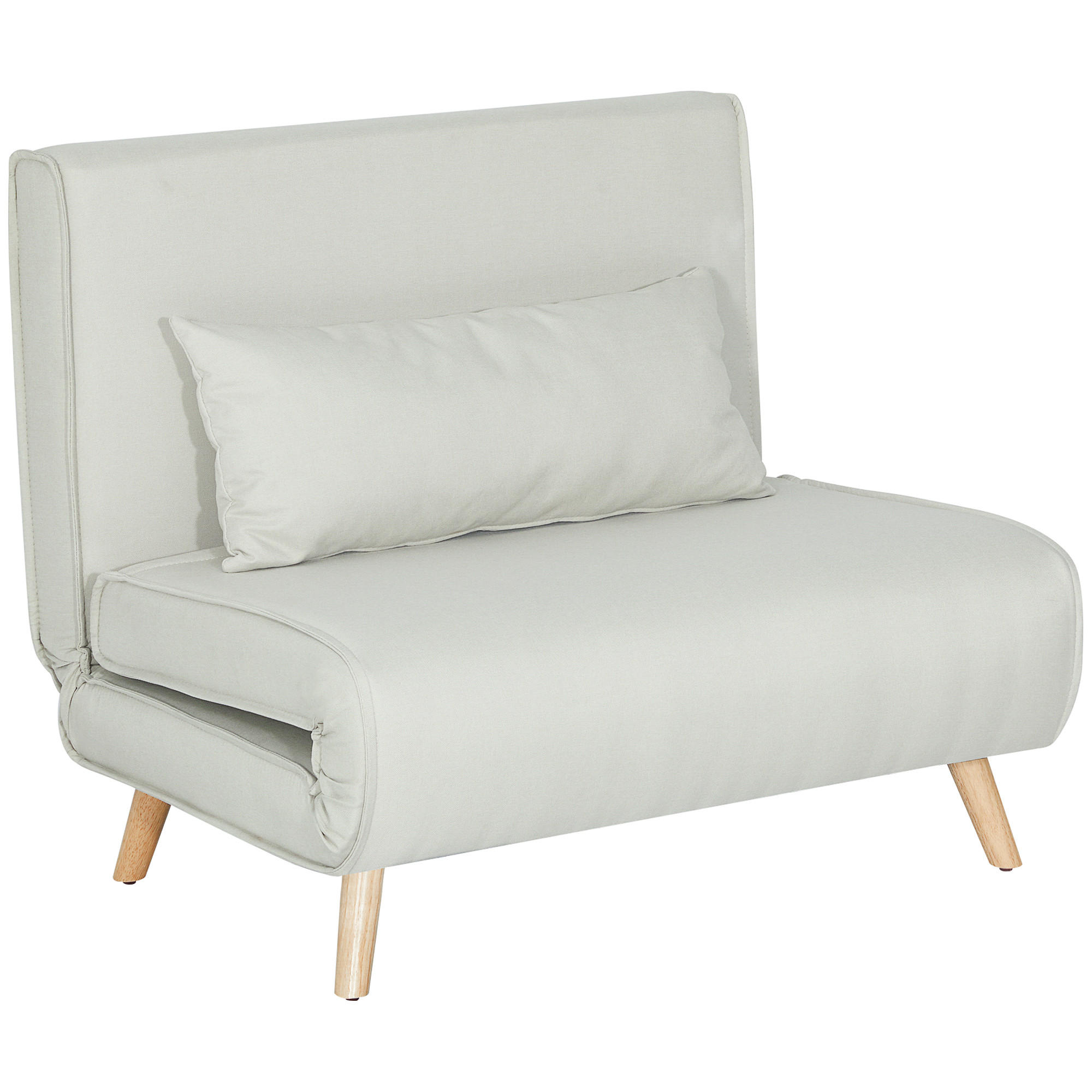 EINZELSOFA Sofabett Klappsofa verstellbar Rückenlehne nordisch skandinavisch - Creme/Naturfarben, Holz/Textil (78/80/94cm) - HOMCOM
