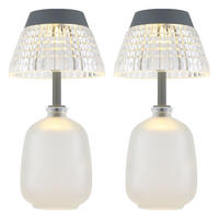 LED SOLARLEUCHTE Tischleuchte Glas 2er Set - Weiß, Glas (13.5/13.5/27cm) - Globo Lighting