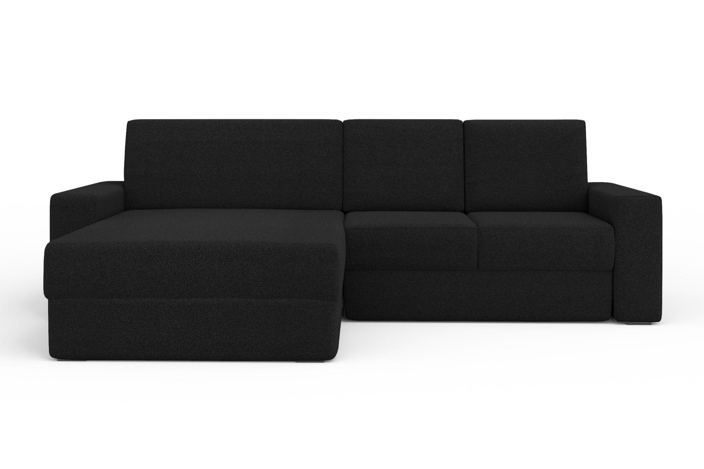 ECKSOFA TOCO XL 275/170 cm in Boucle Schwarz links - Schwarz, Holz/Holzwerkstoff (275/170cm) - Deine Möbel 24