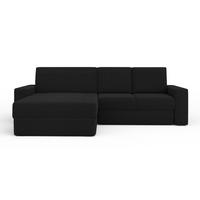 ECKSOFA TOCO XL 275/170 cm in Boucle Schwarz links - Schwarz, Holz/Holzwerkstoff (275/170cm) - Deine Möbel 24