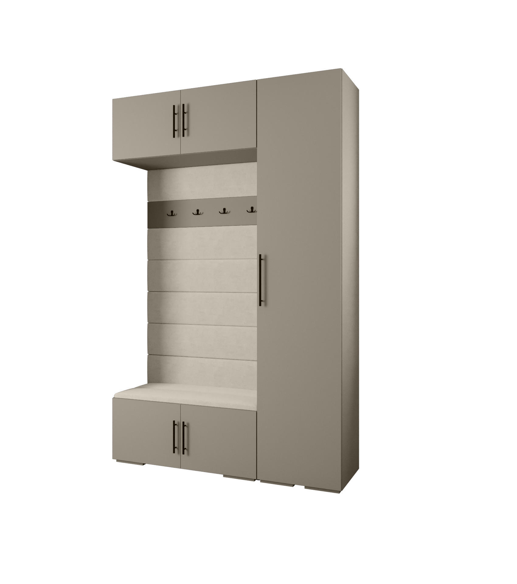 Abiks Möbel Garderoben-Set Kaschmir, Beige, Schwarz 150x236.7x47 cm