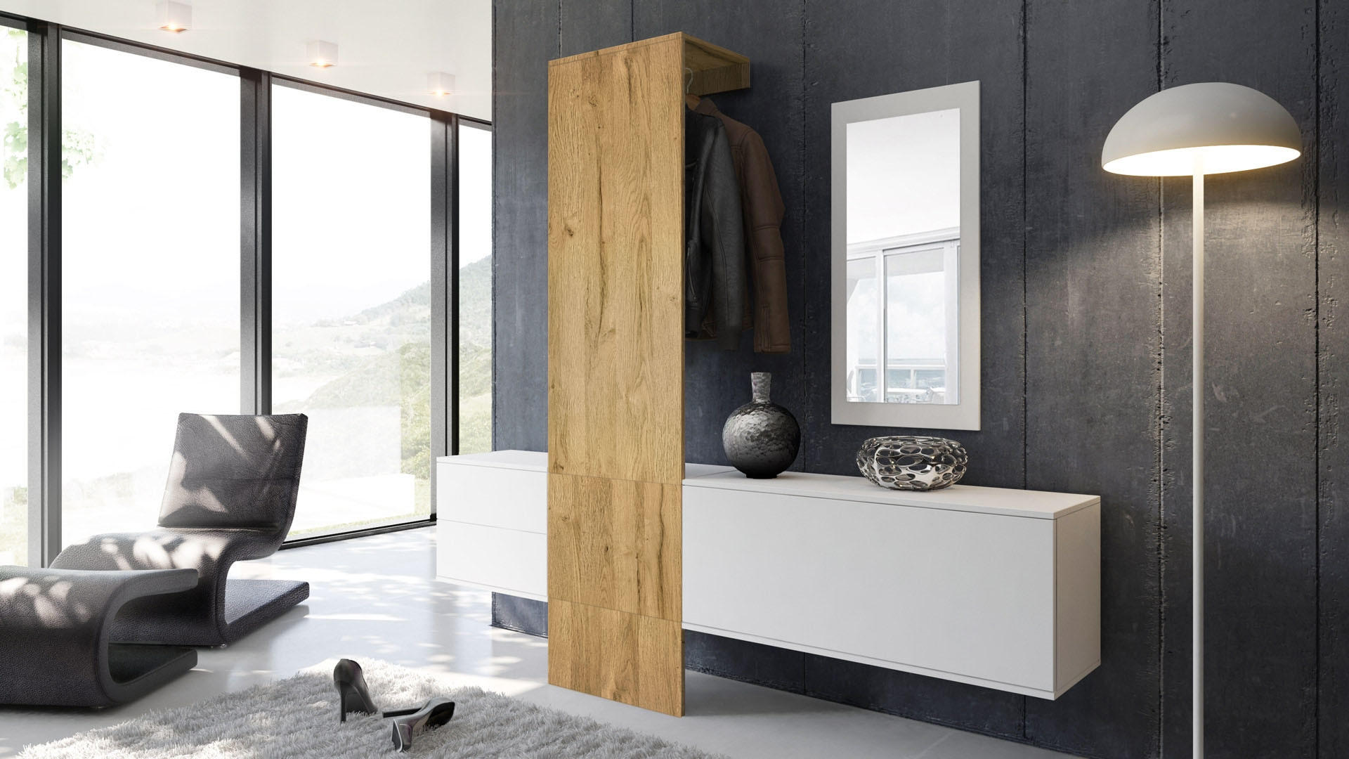 GARDEROBE Carlton Paneel in Eiche Nature - Eichefarben, Holzwerkstoff (208/193/35cm) - Vladon