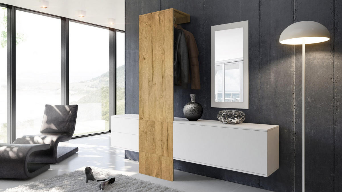 GARDEROBE Carlton Paneel in Eiche Nature - Eichefarben, Holzwerkstoff (208/193/35cm) - Vladon