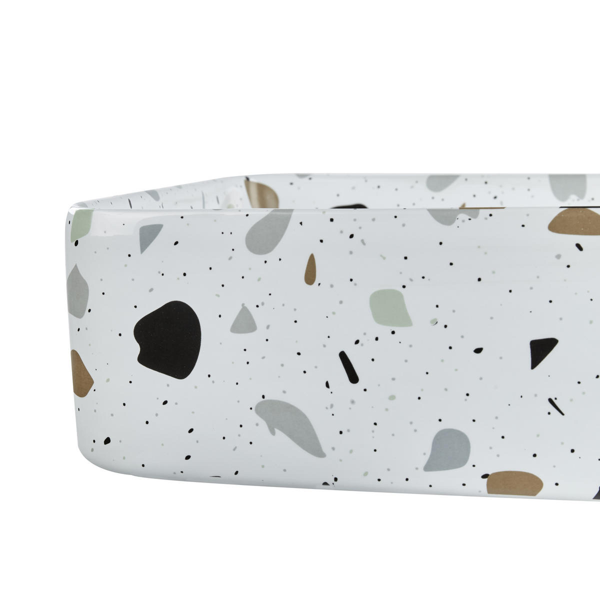 UMYVADLO NA DESKU Terrazzo Bílé 61/35 cm Keramika Nules - bílá, keramika (61/11/35cm) - Beliani