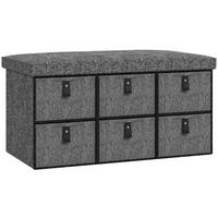 SCHUHBANK mit 6 Boxen, Dunkelgrau, 76,5 x 38 x 38 cm - Dunkelgrau, Textil (76.5/38/38cm) - HOMCOM