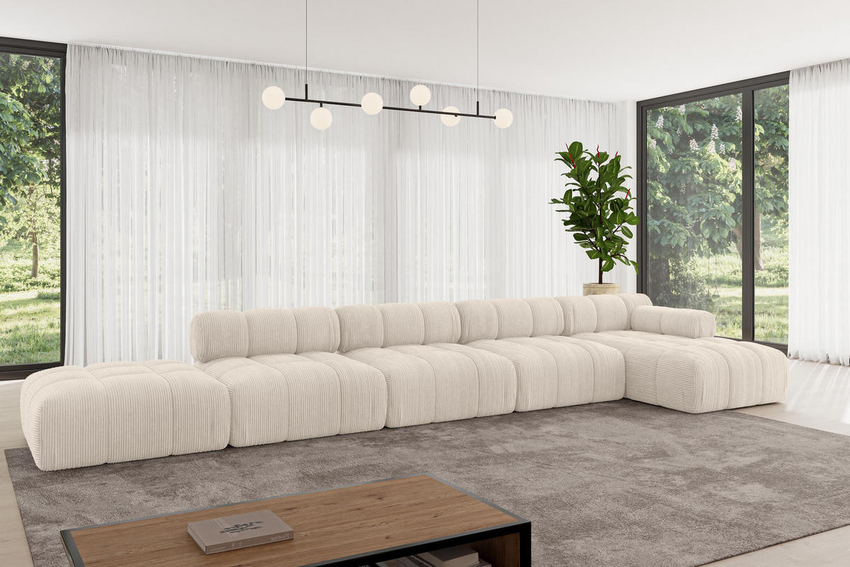 ECKSOFA modulares Sofa Lizur-L3 - 475x160x70 cm Beige Cord - Beige, Holzwerkstoff/Textil (475/160cm) - ALTDECOR